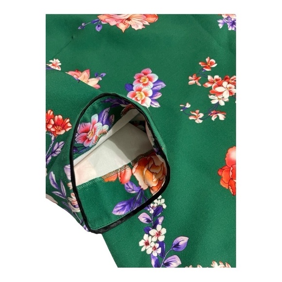ZARA WOMAN Cheongsam Mini Dress Mandarin Collar Green Floral Size Small - Picture 8 of 16